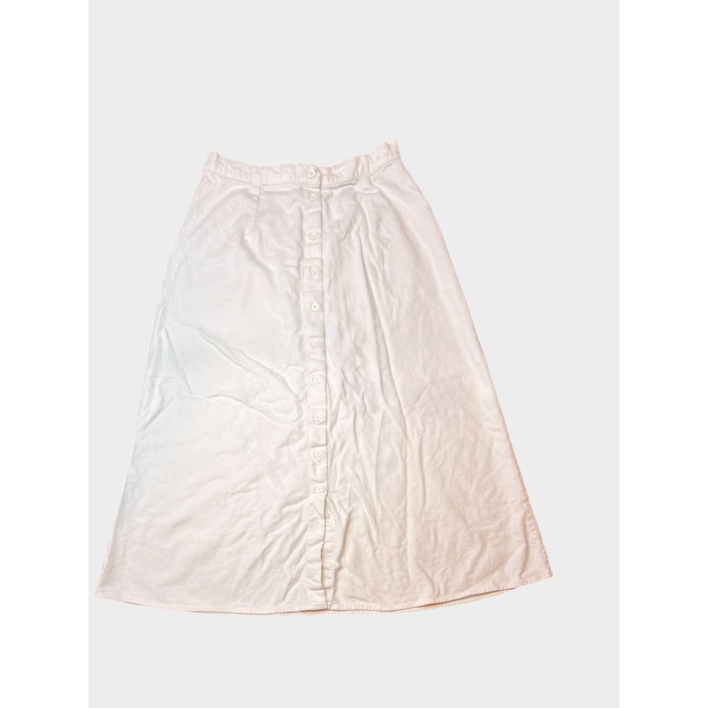 Brandy Melville White Linen Blend Button Down Midi Skirt High Waisted One Size